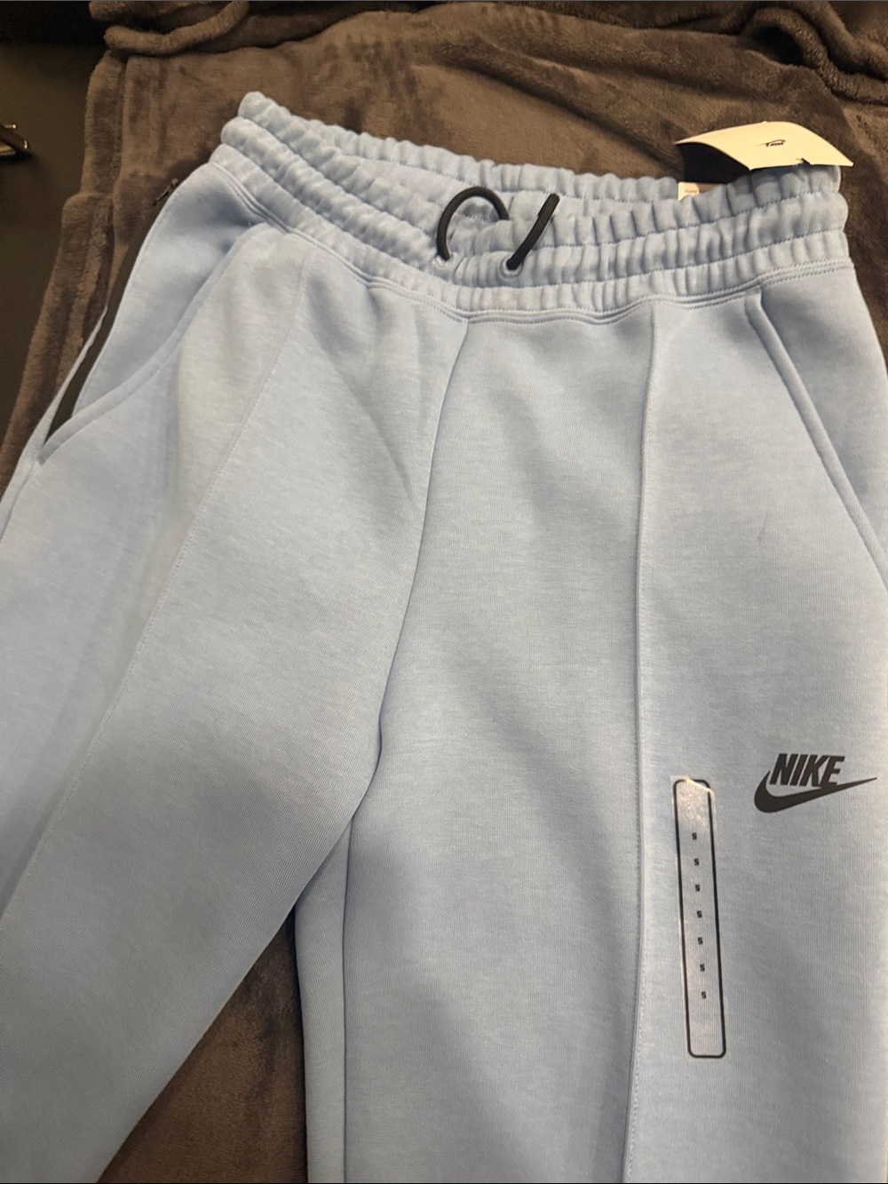 Nike Kids Pale Blue Fleece Joggers with Black Logo